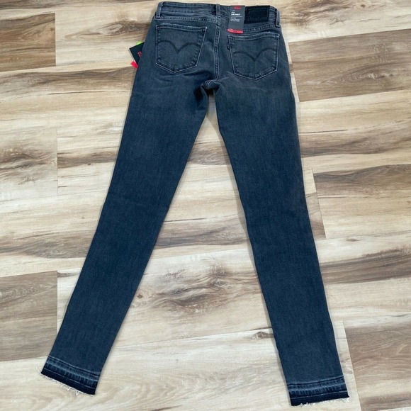 Levi's Premium 711 Skinny Jeans Womens Mid Rise Gray Wash Frayed Hem - Picture 7 of 8